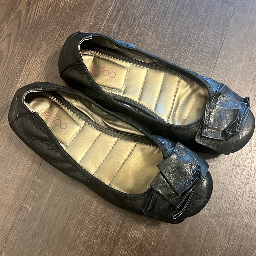 Me Too Lilyana Black Leather Flats with Quilted Insole 7